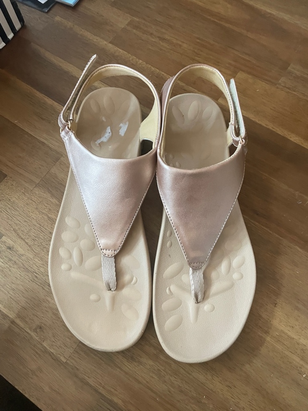 Comfort Rose Gold Slingback Thong Sandals for Women